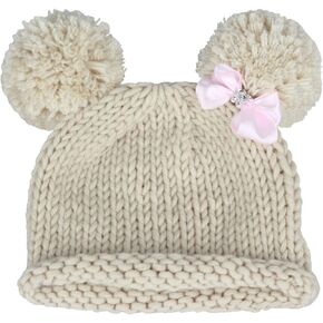 Bestknit Baby Girls Pompom Hat Props Crochet Knitted Pom Pom Hat Bow Beanie