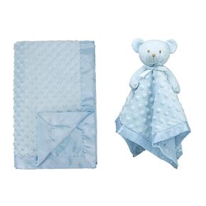 Pro Goleem Teddy Bear Security بطانية 16 بوصة و Blue Satin Baby بطانية 30 × 40 بوصة