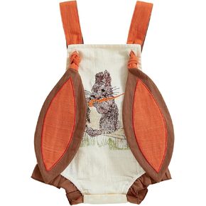 Newborn Baby Boy Girl Easter Romper Bunny Embroidery Sleeveless Suspender Ruffles Romper Bodysuit Summer Outfit
