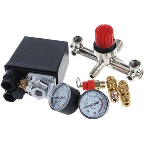 Liyafy 90-120 PSI Air Compressor Pressure Control Switch with Pressure Regulator Gauges Relief Safety Valve Fittings Set