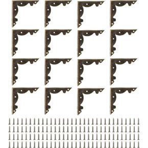 uxcell 30pcs Vintage Corner Protector 1.8"x1.8"x0.4" Decorative Metal Edge Corner Protectors Brackets with Mounting Nails for Box Wooden Case Chest Table Desk Bronze