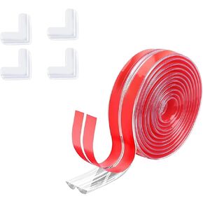 2 Meter / 6.56ft Silicone Edge Protector Strip + 4 Corners, Baby Proofing Corner Protectors for Table Cabinets Drawers Furniture (Width 15mm/0.6inch)