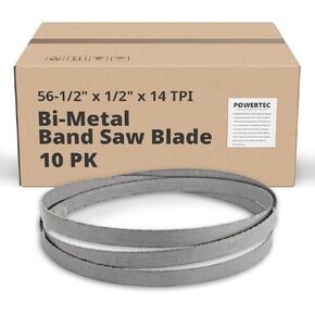 POWERTEC 56-1/2 Inch Bi-Metal Bandsaw Blades, 1/2" x 14 TPI Non-Ferrous Metal Cutting Band Saw Blades for Wen 3957T and 3957 Metal Cutting Band Saw, 10PK (13350-P10)
