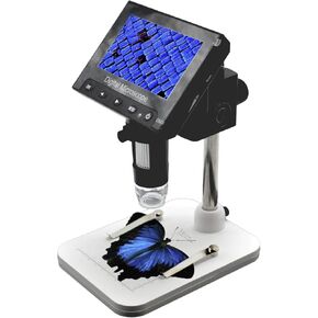 USB Battery Digital Microscope 1000X Electronic Microscopes 4.3 Inch Screen with Adjustable Stand（High Definition