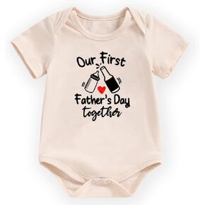 hrcfbk Infant Baby Boys Girls My 1st Father's Day/Mother's Day Bodysuit Short Sleeve Funny Letters Graphic Romper
