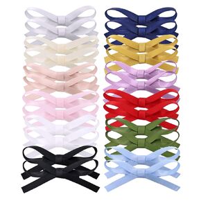 24 PCS Small Hair Ribbon Bow Fully Lined Clips for Girls Women Toddler Baby Youth Playful Hairpins Decoration Satin Bows (24 PCS Multicolors)