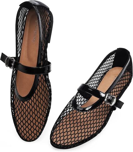 Mesh Ballet Flats for Women Adjustable Strap Mary Jane Flats Casual Office Shoes in Kuwait