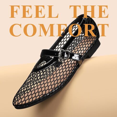 Mesh Ballet Flats for Women Adjustable Strap Mary Jane Flats Casual Office Shoes in Kuwait