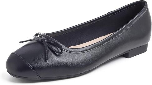 FEVERSOLE Women's Square Toe Fashion Bow Tie Dress Slip On Ballet Flats in Saudi Arabia