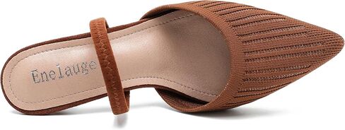 Enelauge Women's Low Kitten Heel Knit Pumps with Elastic Ankle Strap Pointed Closed Toe Slingback Comfortable Dress Wedding Shoes in Saudi Arabia