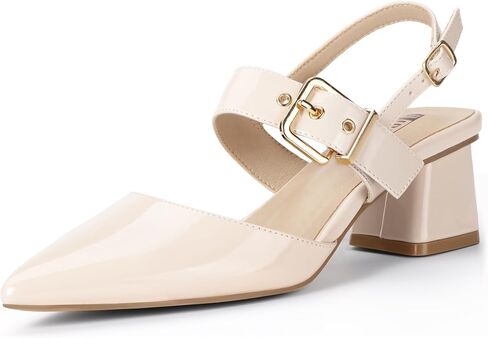 IDIFU IN2 Women's Pumps Closed Toe Chunky Block Slingback Heels Wedding Bridal Bride Prom Formal Dress Shoes for Women Dressy Casual Comfortable Cute Trendy Pointed Toe Low Short Thick Heels in Saudi Arabia