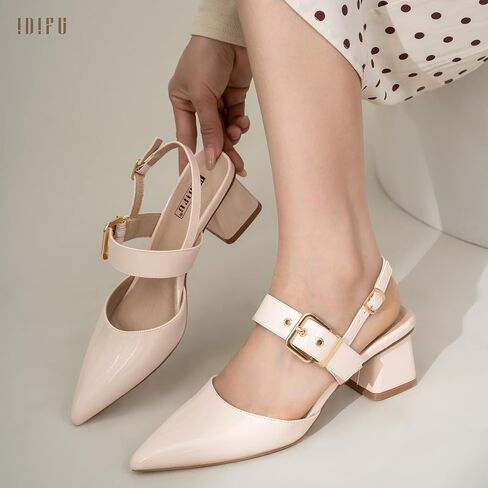 IDIFU IN2 Women's Pumps Closed Toe Chunky Block Slingback Heels Wedding Bridal Bride Prom Formal Dress Shoes for Women Dressy Casual Comfortable Cute Trendy Pointed Toe Low Short Thick Heels in Saudi Arabia