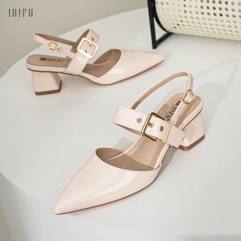 IDIFU IN2 Women's Pumps Closed Toe Chunky Block Slingback Heels Wedding Bridal Bride Prom Formal Dress Shoes for Women Dressy Casual Comfortable Cute Trendy Pointed Toe Low Short Thick Heels in Saudi Arabia