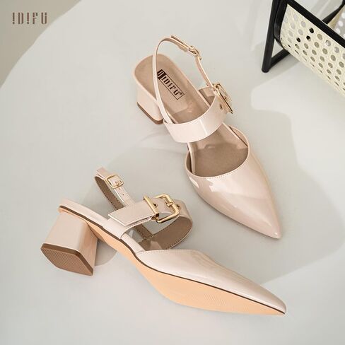 IDIFU IN2 Women's Pumps Closed Toe Chunky Block Slingback Heels Wedding Bridal Bride Prom Formal Dress Shoes for Women Dressy Casual Comfortable Cute Trendy Pointed Toe Low Short Thick Heels in Saudi Arabia