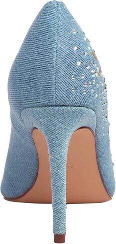 TAEPUSR Women's High Pumps, Embroidered Rhinestone High Heels, Denim Pointed Heels, 3.42 Inch, Suitable for Wedding, Party, Daily Wear in Saudi Arabia