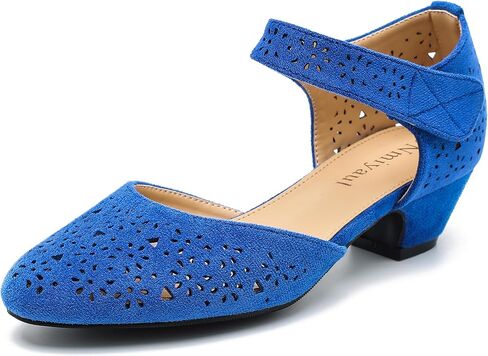 Women's Ankle Strap Cut Out Closed Toe Low Block Heels Pumps Retro Shoes Hook and Loop D'Orsay Comfortable Vintage Dressy Wedding Party Work Church Shoes in Kuwait