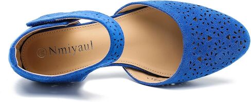 Women's Ankle Strap Cut Out Closed Toe Low Block Heels Pumps Retro Shoes Hook and Loop D'Orsay Comfortable Vintage Dressy Wedding Party Work Church Shoes in Kuwait