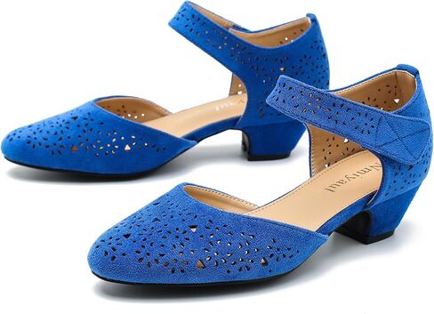 Women's Ankle Strap Cut Out Closed Toe Low Block Heels Pumps Retro Shoes Hook and Loop D'Orsay Comfortable Vintage Dressy Wedding Party Work Church Shoes in Kuwait