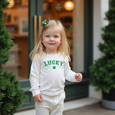 Toddler Baby Boys Girls St. Patricks Day T-Shirt Lucky Clover Shamrock Tee Irish Long Sleeve Crewneck Top 1-5 Years in Kuwait