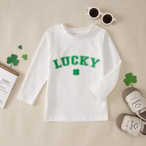Toddler Baby Boys Girls St. Patricks Day T-Shirt Lucky Clover Shamrock Tee Irish Long Sleeve Crewneck Top 1-5 Years in Kuwait
