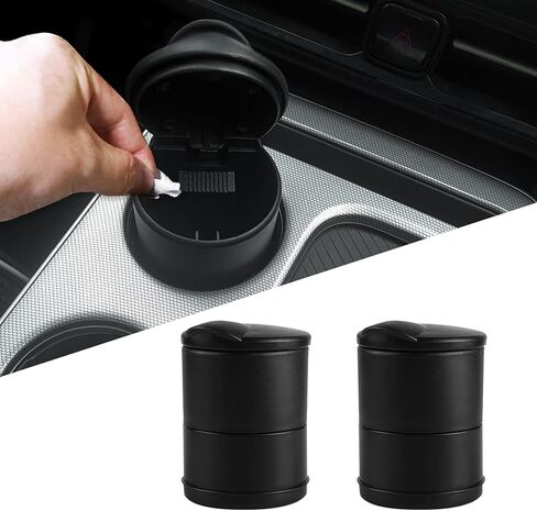 Car Ashtray with Lid, Smell Proof Windproof Detachable Auto Truck Ashtray, Smokeless Self-Extinguishing Cigarette Ashtray Cup Holder, Portable Mini Vehicle Trash Can Universal for Office, Home in Kuwait
