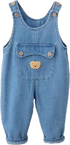 SEAUR Baby Boy Girl Cotton Overalls Casual Button Bib Suspender Pants Cute Romper Loose Jumpsuit One Piece Basic Outfit in Saudi Arabia