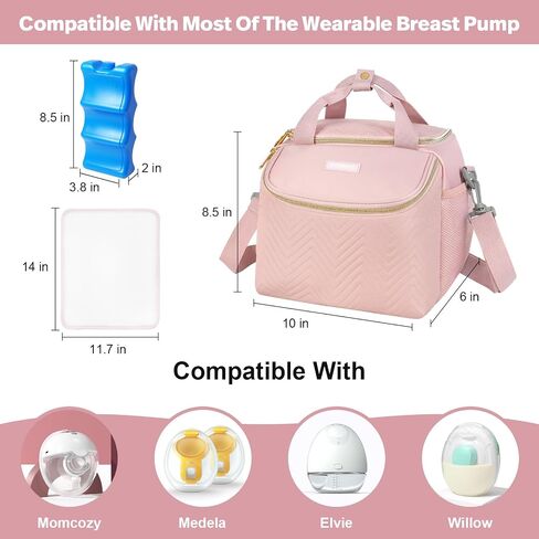 Wearable Breast Pump Bag,Breastmilk Cooler Travel Bag Compatible with Momcozy/Medela/Elvie/Willow Breast Pump with Ice Pack and Water Resistent Mat for 6 Baby Bottles Up to 9 Ounce,Black in Saudi Arabia
