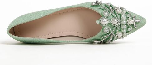 Women's Chunky Heel Comfortable Work Shoes Rhinestones Pearl Dress Wedding Pumps for Women - 1.18Inches Height in Saudi Arabia