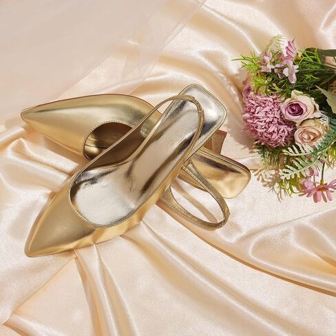 GENSHUO Slingback Kitten Heels for Women Pumps Closed Pointed Toe 2.3 Inch Low Heel Dress Shoes Comfortable Sexy Slip On Wedding Work Party Pumps in Saudi Arabia