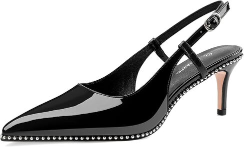 Oh Mispares Slingback Heels for Women Pointed Toe Stiletto Pumps Adjustable Strap Buckle 3 Inch Beaded Dress Shoes Wedding Prom Work Office in Saudi Arabia