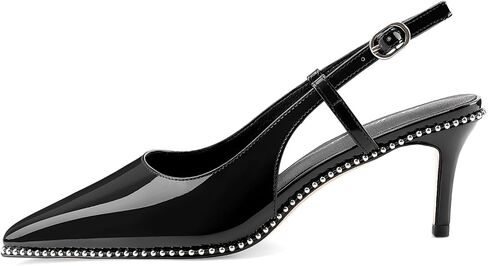Oh Mispares Slingback Heels for Women Pointed Toe Stiletto Pumps Adjustable Strap Buckle 3 Inch Beaded Dress Shoes Wedding Prom Work Office in Saudi Arabia