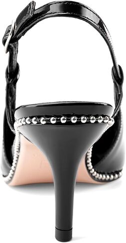 Oh Mispares Slingback Heels for Women Pointed Toe Stiletto Pumps Adjustable Strap Buckle 3 Inch Beaded Dress Shoes Wedding Prom Work Office in Saudi Arabia