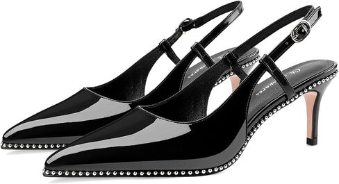 Oh Mispares Slingback Heels for Women Pointed Toe Stiletto Pumps Adjustable Strap Buckle 3 Inch Beaded Dress Shoes Wedding Prom Work Office in Saudi Arabia