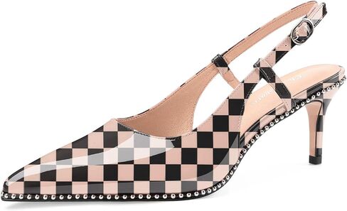 Oh Mispares Slingback Heels for Women Pointed Toe Stiletto Pumps Adjustable Strap Buckle 3 Inch Beaded Dress Shoes Wedding Prom Work Office in Saudi Arabia