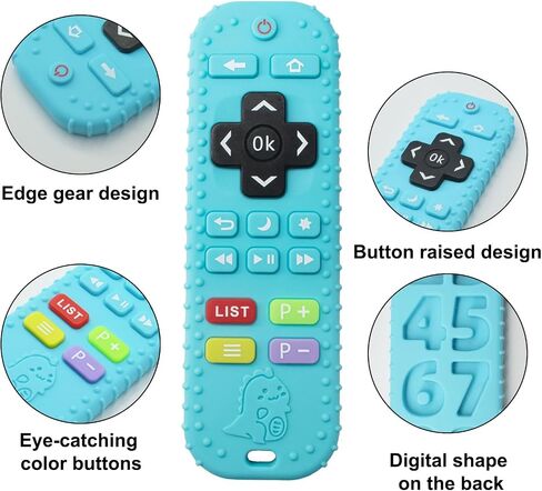 Teething Relief Teethers Toys for Babies Gifts, Silicone Remote Control Baby Teether Bath Toys for Newborn Infant Boy Girl Autism, Food Grade Silicone Sensory Toys (Blue) in Saudi Arabia