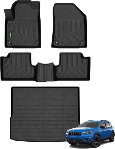 ANBINGO-Floor Mats & Cargo Liner for 2016-2021 Grand Cherokee/Grand Cherokee WK 2022 2023 (Not for L) All Weather for Jeep Grand Cherokee Floor Mats Trunk Mat TPE Grand Cherokee Accessories in Saudi Arabia