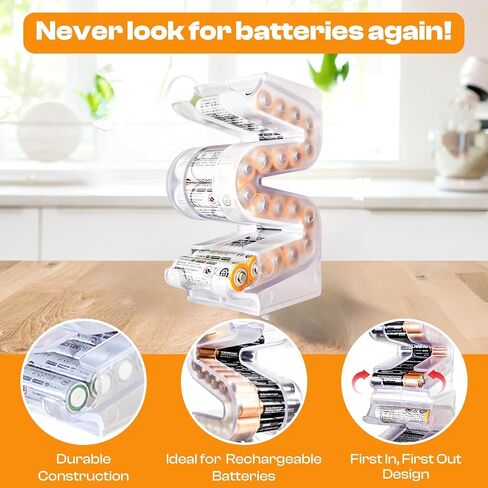 Battery Ladder™ for 20 AA Batteries | Vertical Storage Case & Dispenser | Stackable Expandable Wall Mount Holder Combo (AA, 1 Pack) in Kuwait