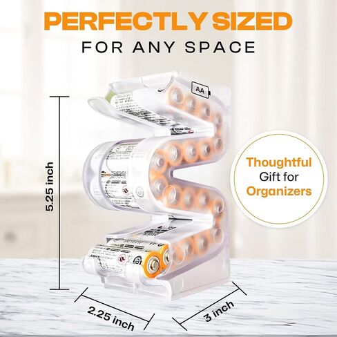 Battery Ladder™ for 20 AA Batteries | Vertical Storage Case & Dispenser | Stackable Expandable Wall Mount Holder Combo (AA, 1 Pack) in Kuwait
