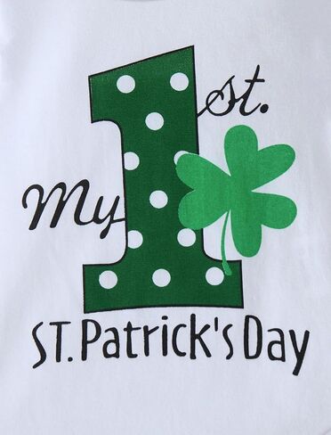 St Patricks Day Baby Girl Outfit My First Patrick'S Day Romper Clover Pants with Headband Set 0-18 Months in Saudi Arabia