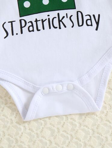 St Patricks Day Baby Girl Outfit My First Patrick'S Day Romper Clover Pants with Headband Set 0-18 Months in Saudi Arabia