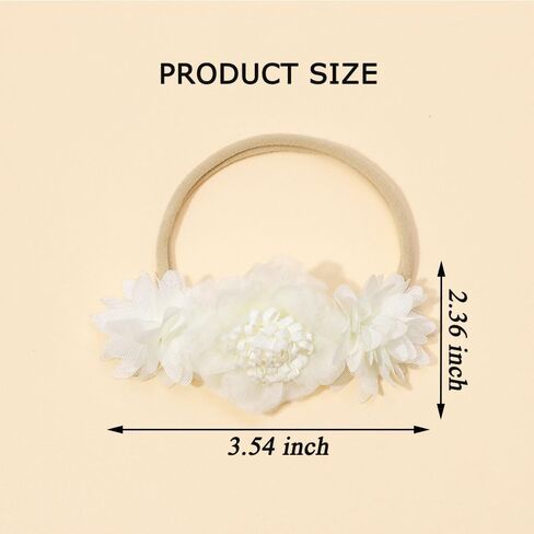 Stretchy Baby Girl Flower Headbands Elastic Nylon Floral Hairbands Bows Wrap for Newborn Toddler Infant Hair Accessories (White, Standard Small) in Saudi Arabia