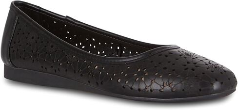 Priscilla Women’s Flats – Comfortable Vegan Slip-On Shoes with Memory Foam, Breathable Eyelet Stitch Detail, Available in Black, Cafe, White, Medium & Wide Sizes 6-10 in Kuwait
