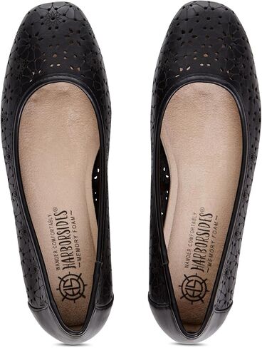 Priscilla Women’s Flats – Comfortable Vegan Slip-On Shoes with Memory Foam, Breathable Eyelet Stitch Detail, Available in Black, Cafe, White, Medium & Wide Sizes 6-10 in Kuwait