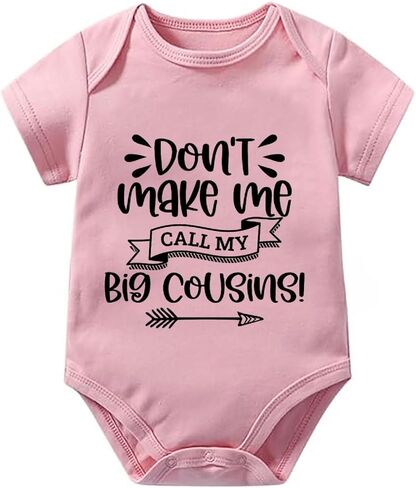 Don't Make Me Call My Big Cousins Baby Short Sleeve Romper Short Sleeve Going Home Outfit for Baby Boy White Baby in Saudi Arabia