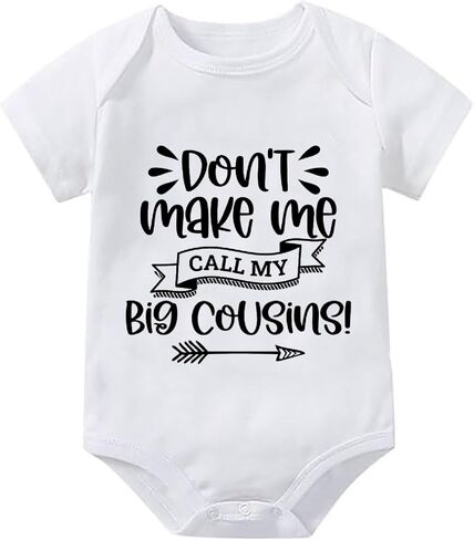Don't Make Me Call My Big Cousins Baby Short Sleeve Romper Short Sleeve Going Home Outfit for Baby Boy White Baby in Saudi Arabia
