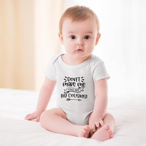 Don't Make Me Call My Big Cousins Baby Short Sleeve Romper Short Sleeve Going Home Outfit for Baby Boy White Baby in Saudi Arabia