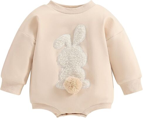 Newborn Baby Boy Girl Plush Rabbit Bubble Romper Infant Long Sleeve Crew Neck Bunny Jumpsuit Onesie in Saudi Arabia
