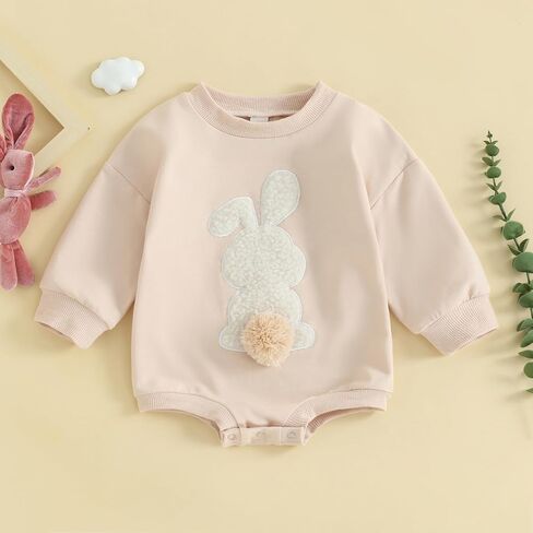 Newborn Baby Boy Girl Plush Rabbit Bubble Romper Infant Long Sleeve Crew Neck Bunny Jumpsuit Onesie in Saudi Arabia