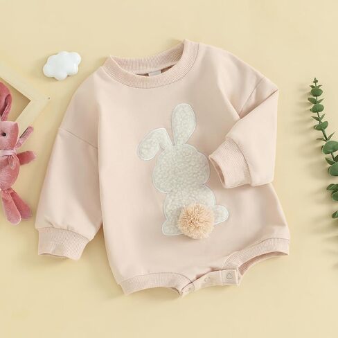 Newborn Baby Boy Girl Plush Rabbit Bubble Romper Infant Long Sleeve Crew Neck Bunny Jumpsuit Onesie in Saudi Arabia