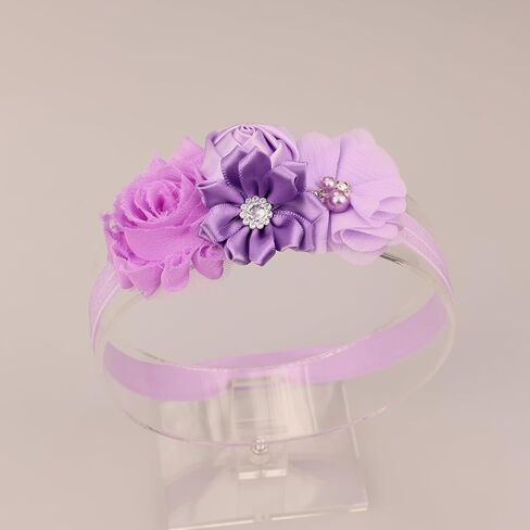 Baby Girls Rose Flower Headband Crystal Crown Fabric Flower Elastic Toddler HairBands Birthday Party Princess Hair Accessoties for Newborn Infant (Purple B, Standard Small) in Kuwait